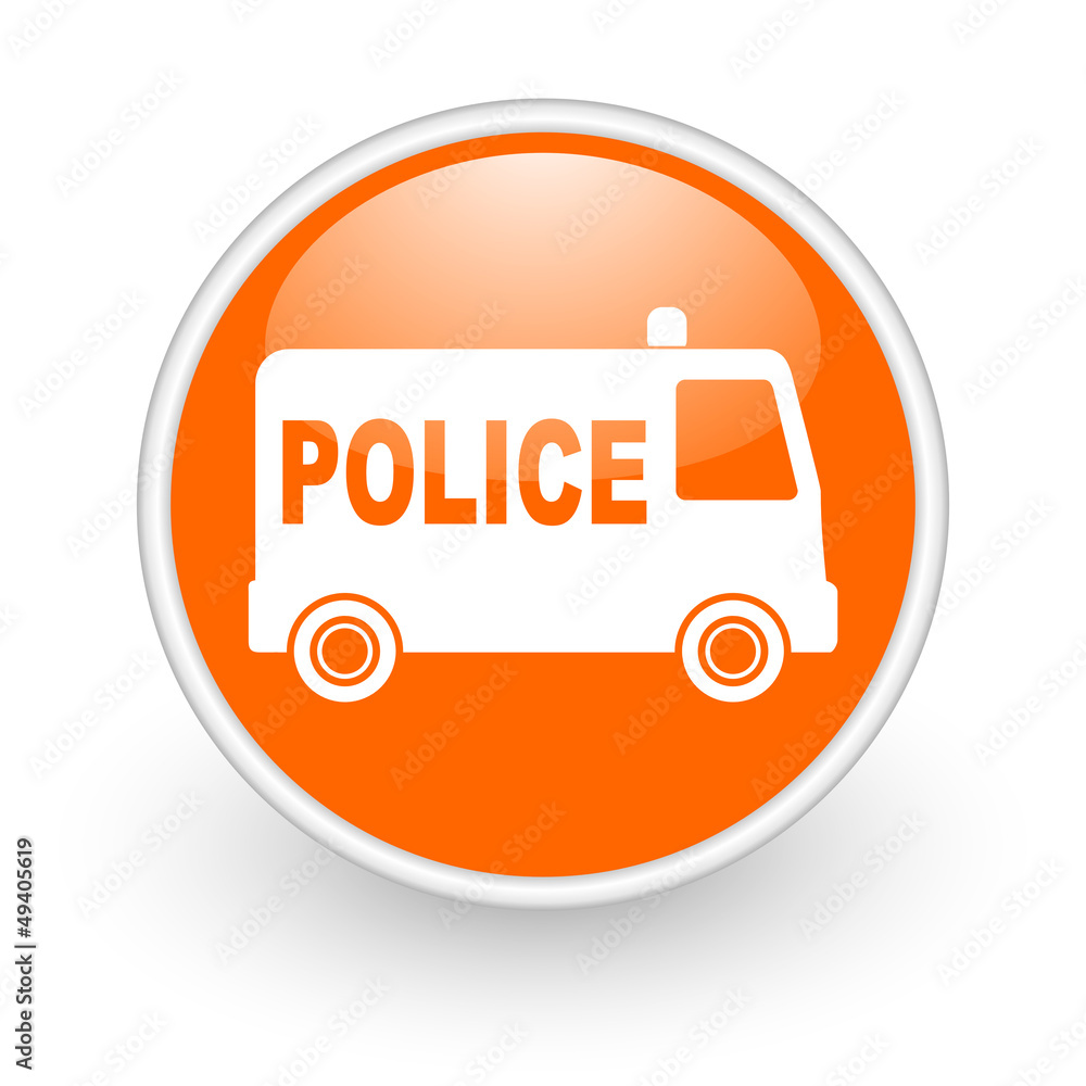 police orange circle glossy web icon on white background police orange circle glossy web icon on white background
