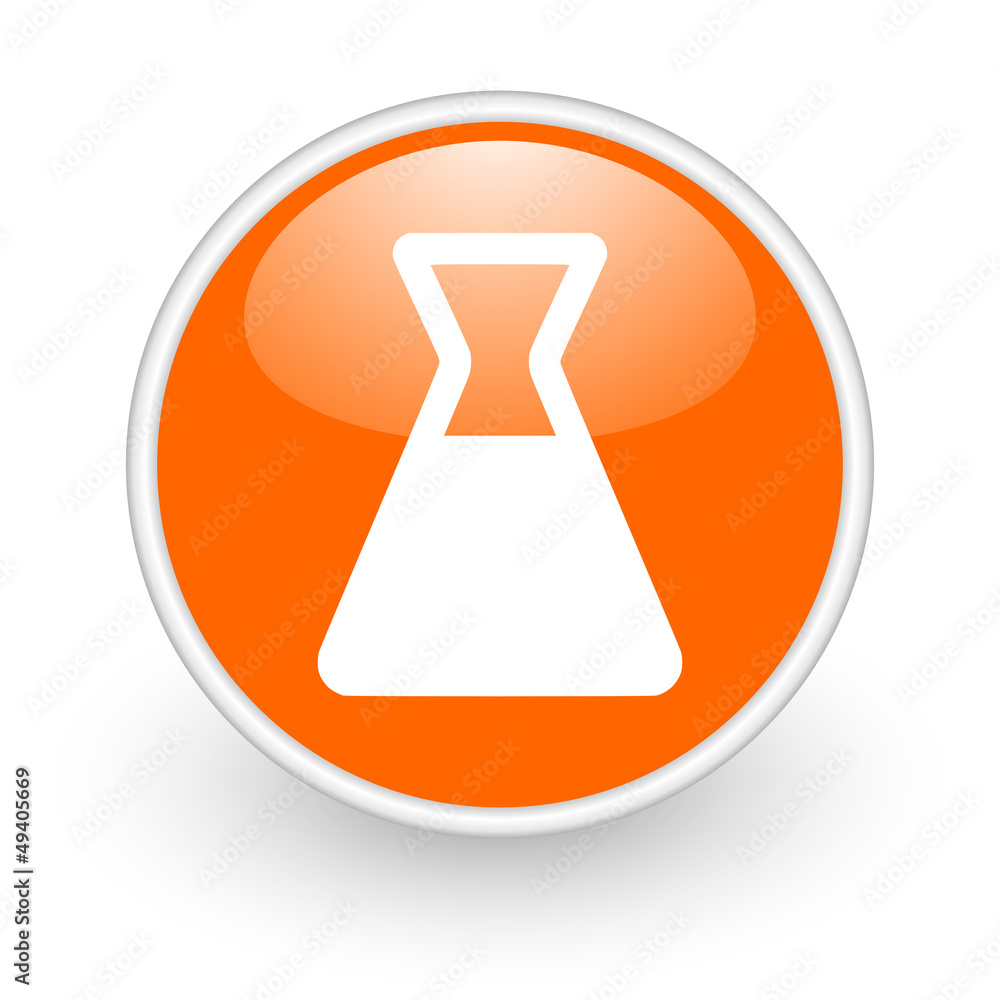 chemistry orange circle glossy web icon on white background chemistry orange circle glossy web icon on white background