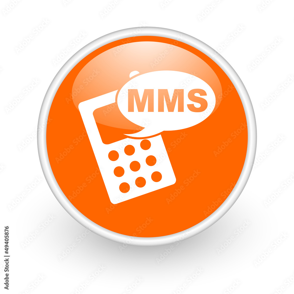 mms orange circle glossy web icon on white background mms orange circle glossy web icon on white background
