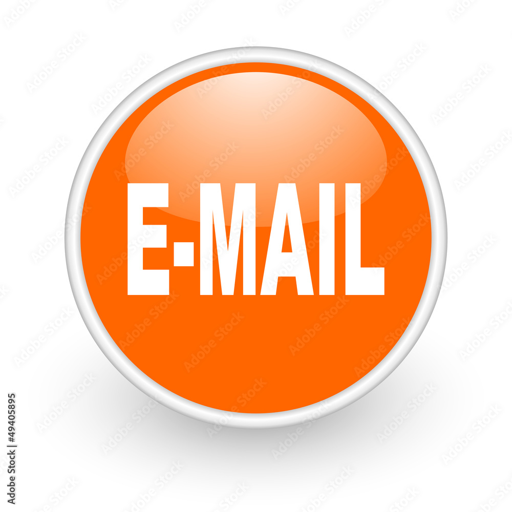 mail orange circle glossy web icon on white background mail orange circle glossy web icon on white background