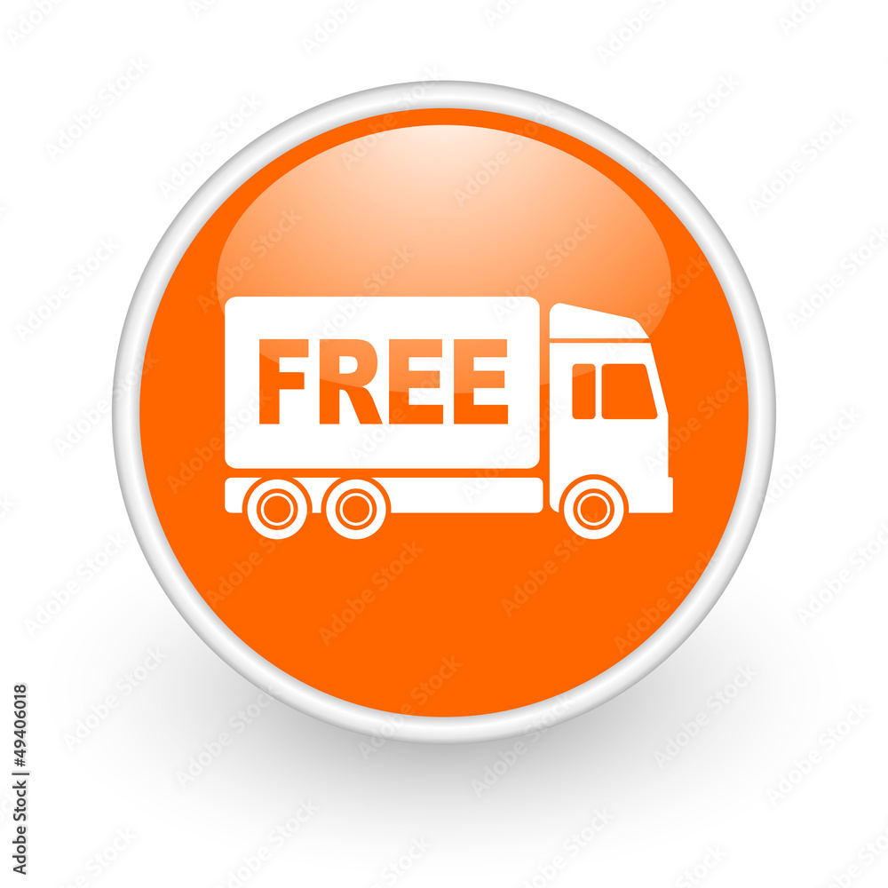 free delivery orange circle glossy web icon on white background free delivery orange circle glossy web icon on white background