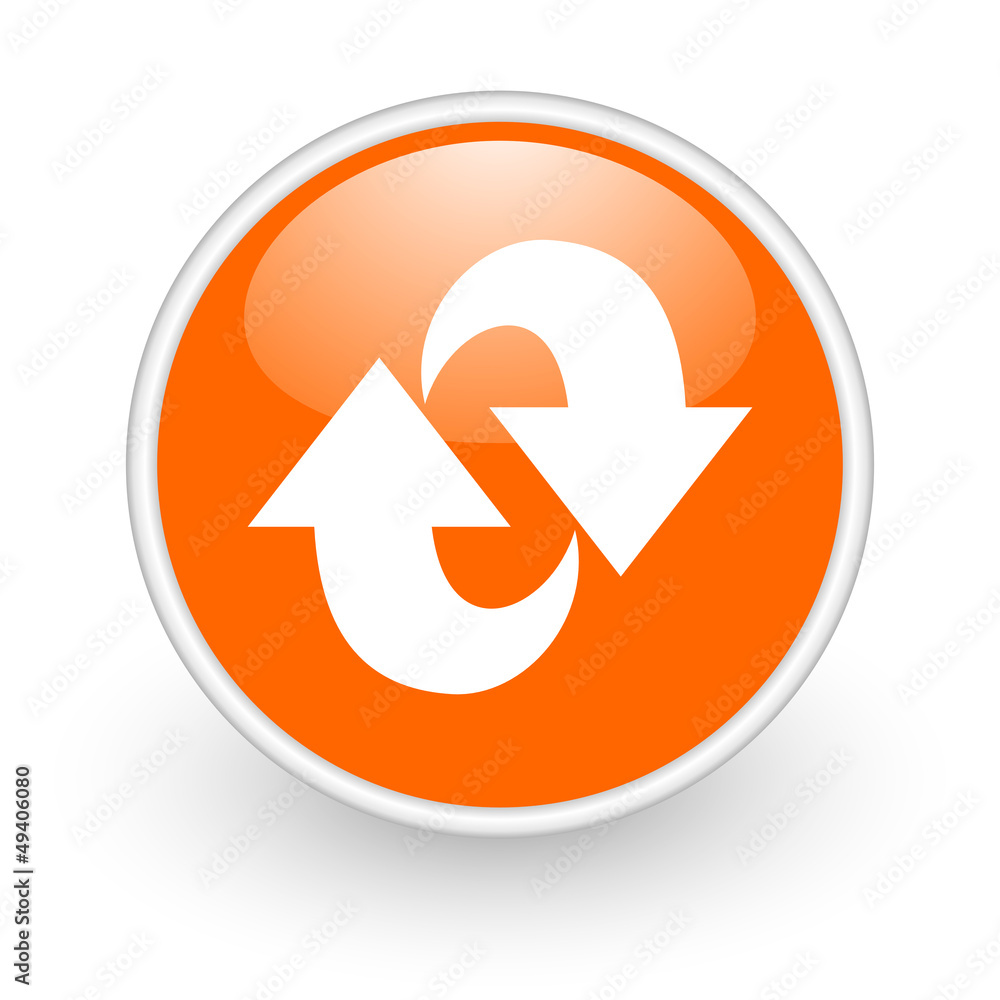 rotate orange circle glossy web icon on white background rotate orange circle glossy web icon on white background