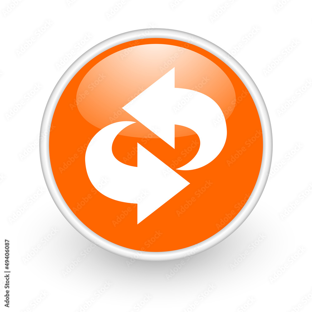 rotate orange circle glossy web icon on white background rotate orange circle glossy web icon on white background