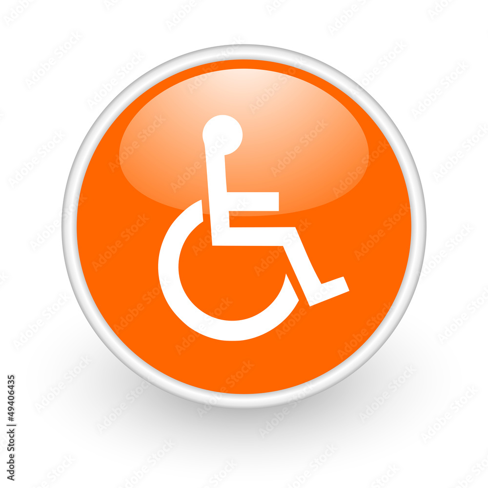 accessibility orange circle glossy web icon on white background accessibility orange circle glossy web icon on white background