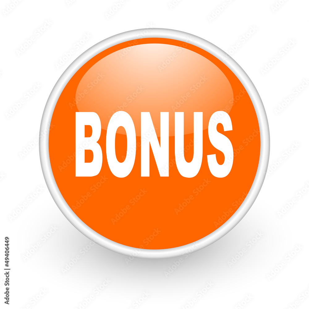 bonus orange circle glossy web icon on white background bonus orange circle glossy web icon on white background