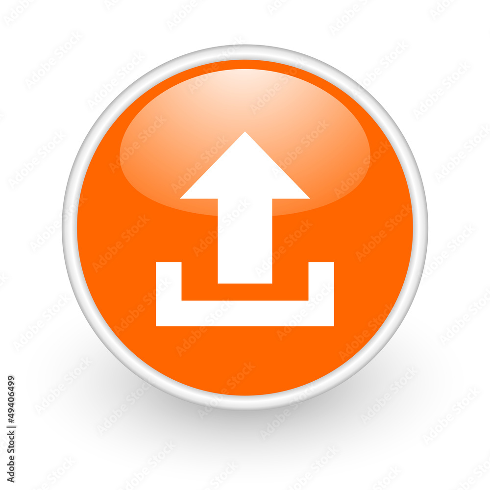 upload orange circle glossy web icon on white background upload orange circle glossy web icon on white background