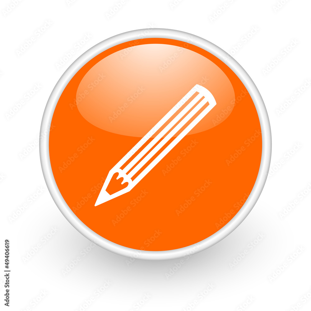 pencil orange circle glossy web icon on white background pencil orange circle glossy web icon on white background