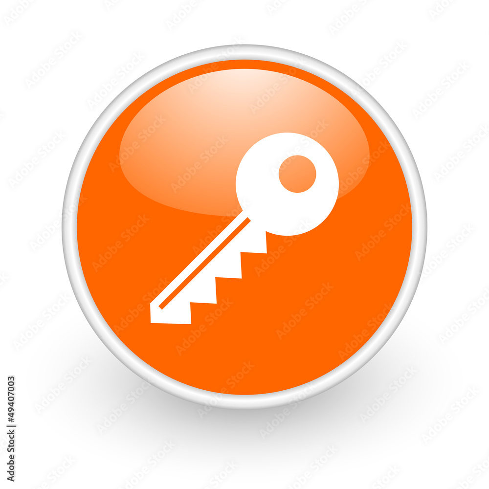 key orange circle glossy web icon on white background key orange circle glossy web icon on white background