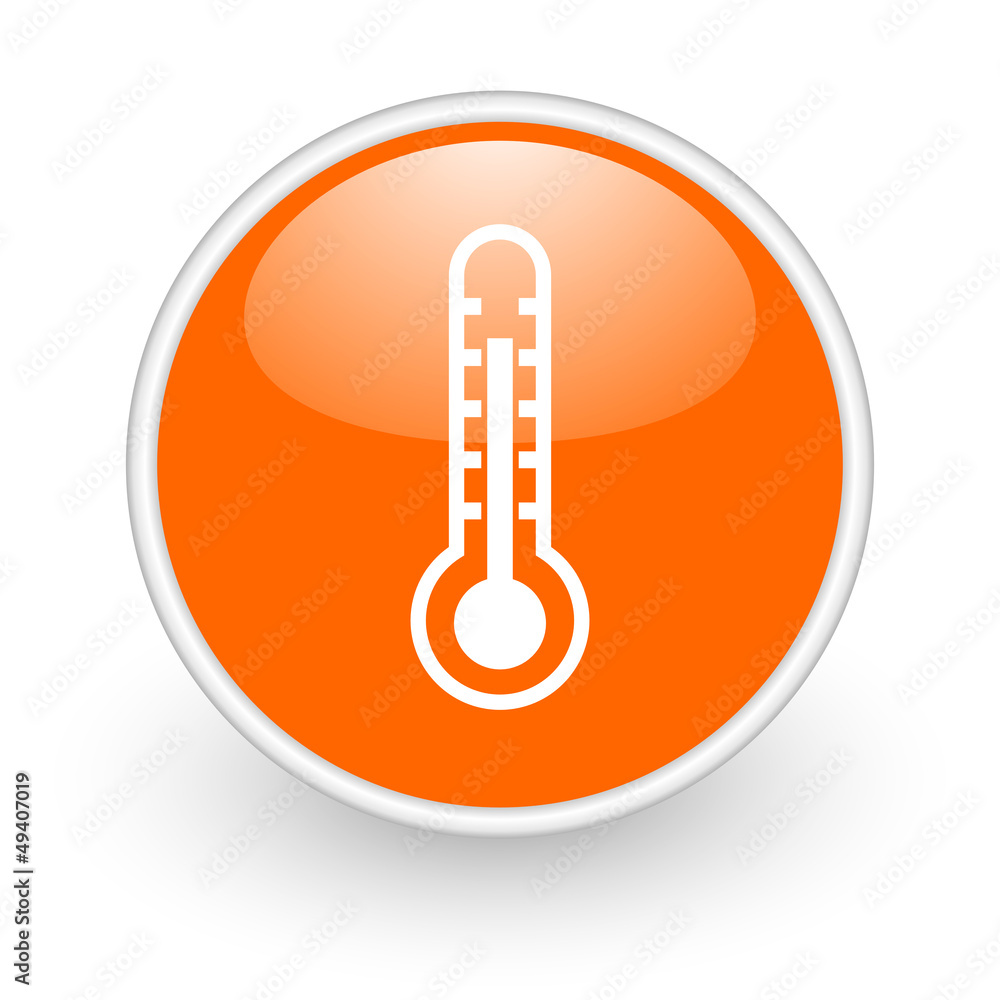 thermometer orange circle glossy web icon on white background thermometer orange circle glossy web icon on white background