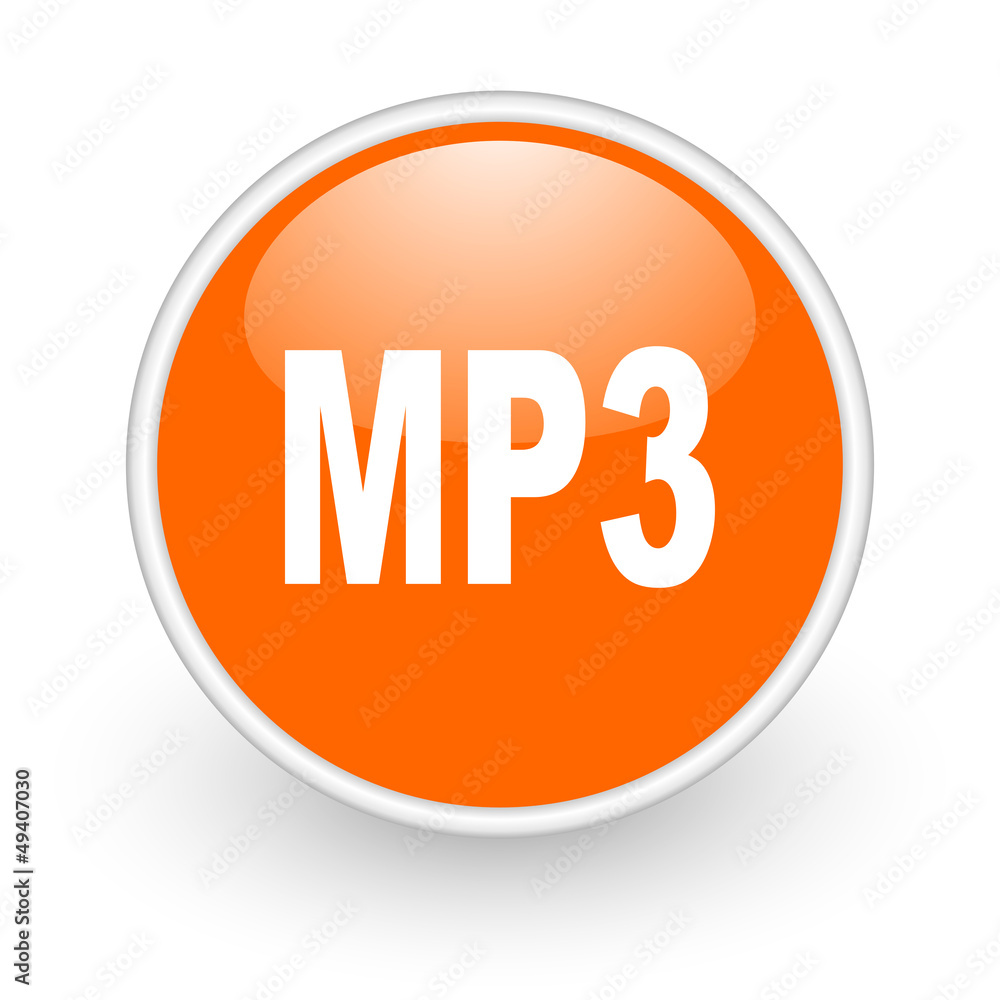 mp3 orange circle glossy web icon on white background mp3 orange circle glossy web icon on white background