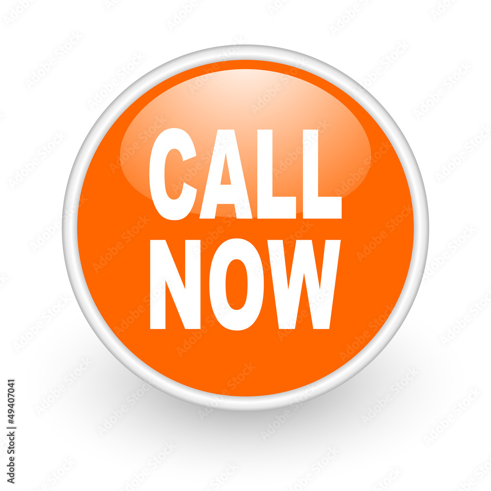 call now orange circle glossy web icon on white background call now orange circle glossy web icon on white background