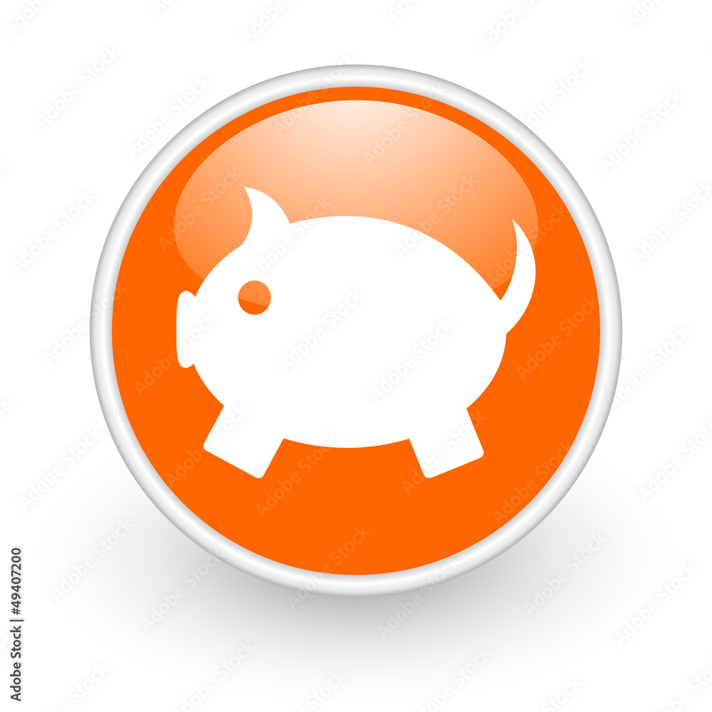 piggy bank orange circle glossy web icon on white background piggy bank orange circle glossy web icon on white background
