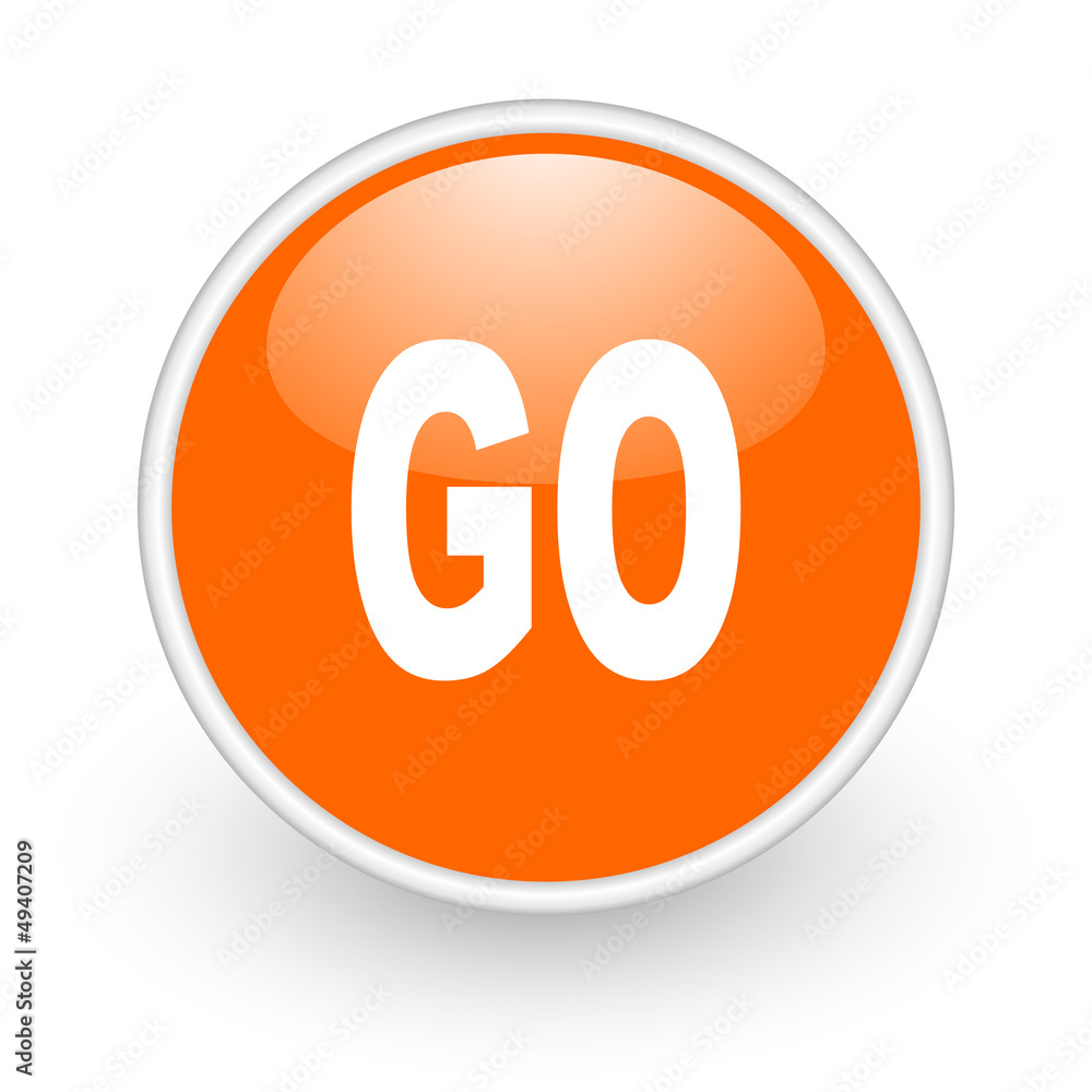 go orange circle glossy web icon on white background go orange circle glossy web icon on white background