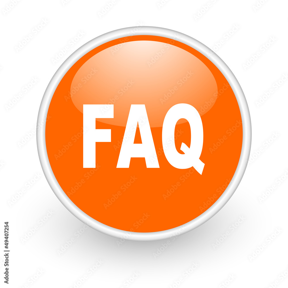faq orange circle glossy web icon on white background faq orange circle glossy web icon on white background