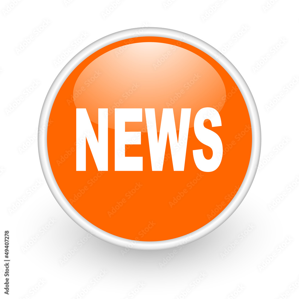 news orange circle glossy web icon on white background news orange circle glossy web icon on white background