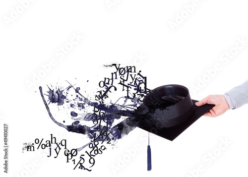 outstretched arm holding out toque with numbers and paint