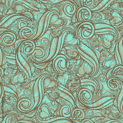 turquoise and brown floral pattern