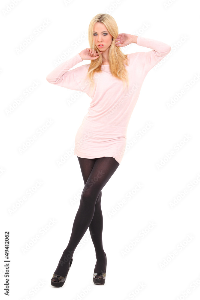 Fototapeta premium young fashion model isolated on white