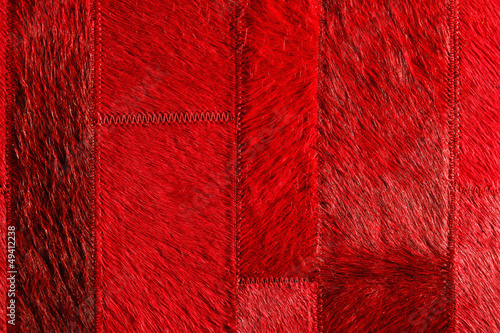Red real leather patchwork