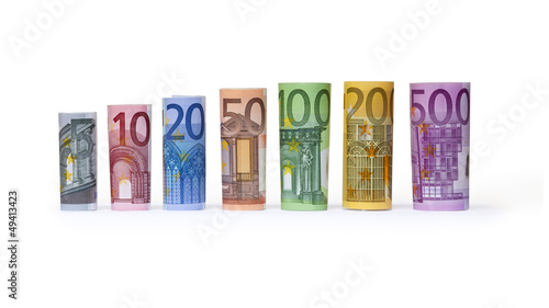 Geld, Euroscheine gerollt