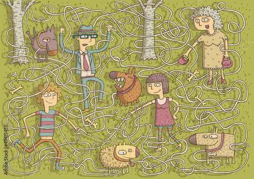 Walking Dogs Maze Game