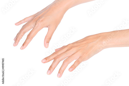 Hand gesture typing on white background