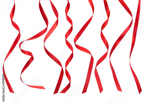 Red ribbons isolated on white background