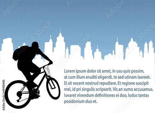 bicyclist on the abstract urban background - vector