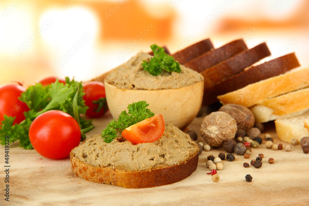 Composition of fresh pate, tomatoes and bread, Composition of fresh pate, tomatoes and bread,