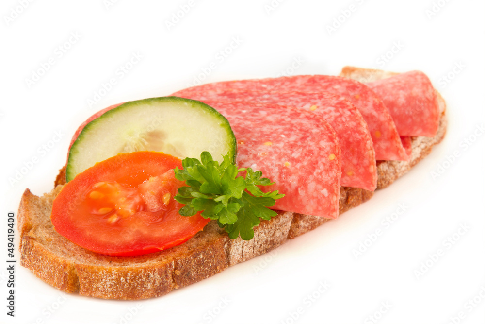Bred with salami