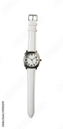 White leather strap watch
