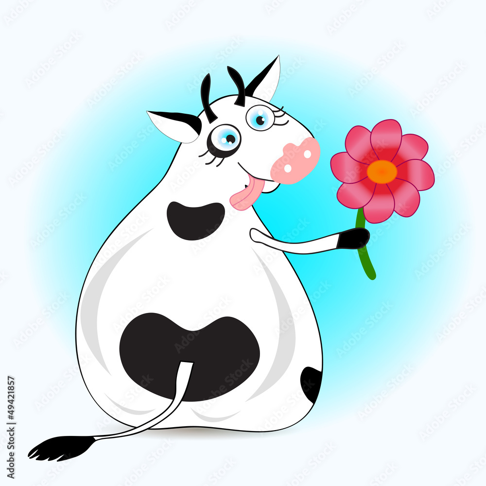 Lovely crazy cow isolated on white background Lovely crazy cow isolated on white background