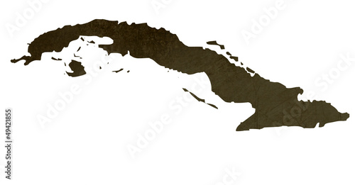 Photography Dark silhouetted map of Cuba