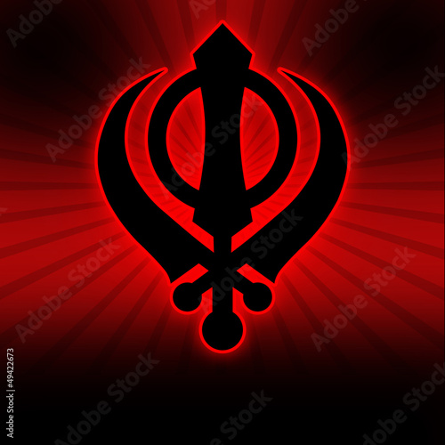 Sikh Symbol - Red Black Burst photo