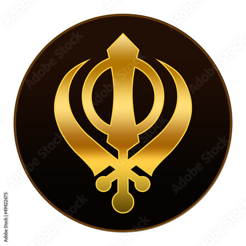 Sikh Symbol - Golden symbol in dark background photo