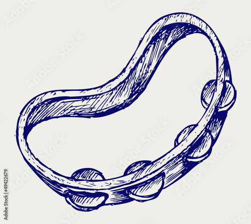 Tambourine. Doodle style