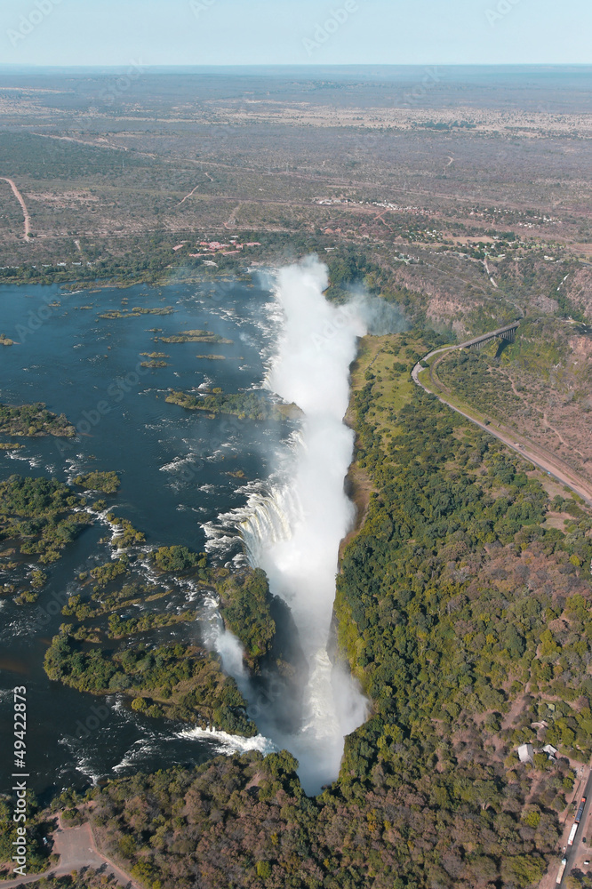Fototapeta premium Victoria Falls helicopter aerial view
