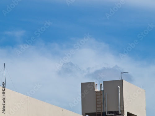 White wall and blue sky