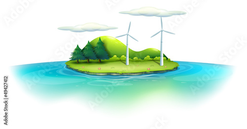 An island with windmills
