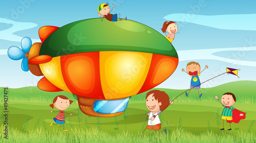 An airship in the hills