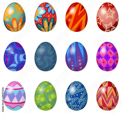 A dozen of easter eggs