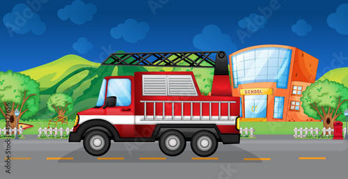 A red towing truck