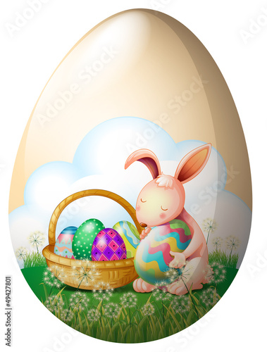 An easter bunny with easter eggs
