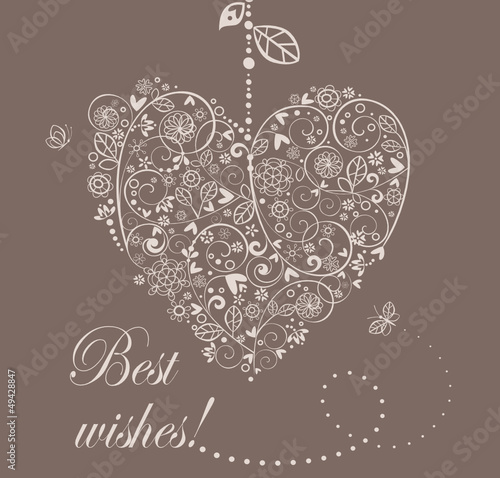 Arrival pastel card with hanging lacy heart