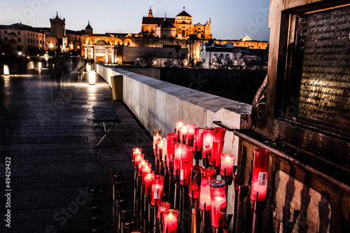 San Rafael Archangel Statue night in Cordoba - Spain. photo