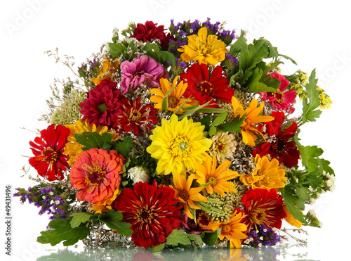 Fototapeta Naklejka Na Ścianę i Meble -  bouquet of beautiful summer flowers, isolated on white