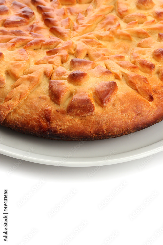 tasty homemade pie, isolated on white tasty homemade pie, isolated on white