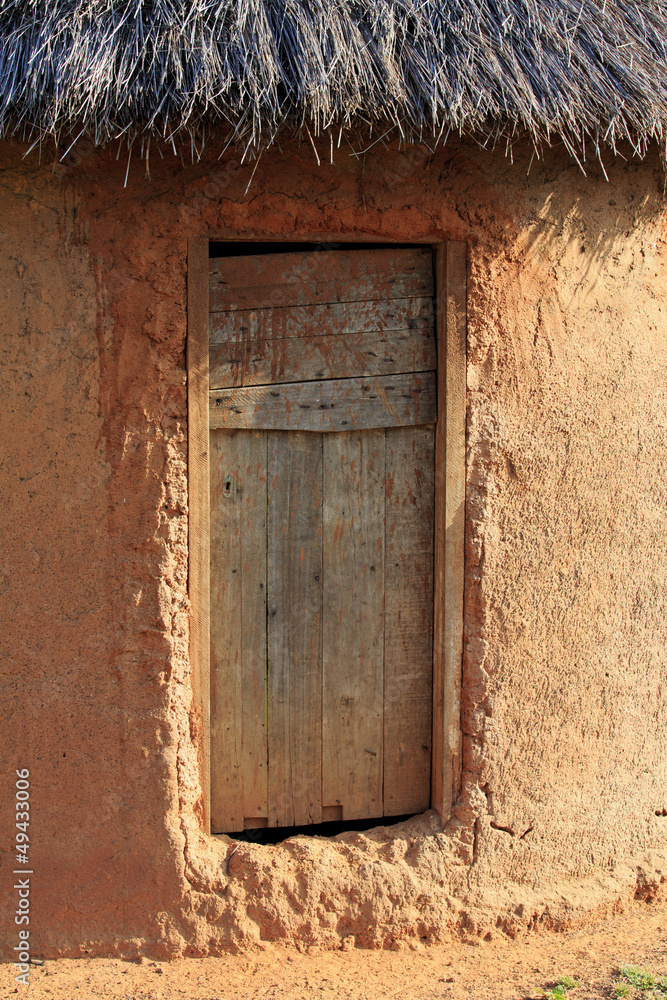 Mud hut wooden door