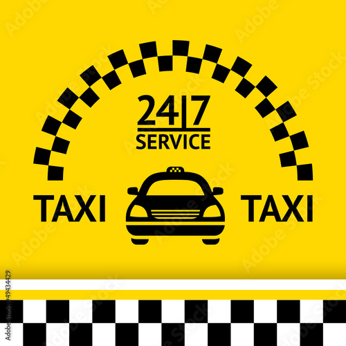 Taxi symbol, and car on the  background