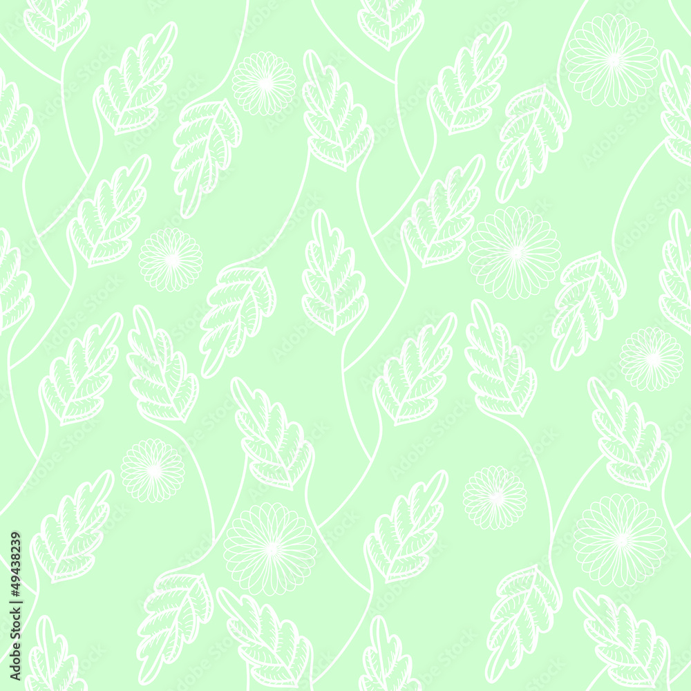 vector seamless light green floral background